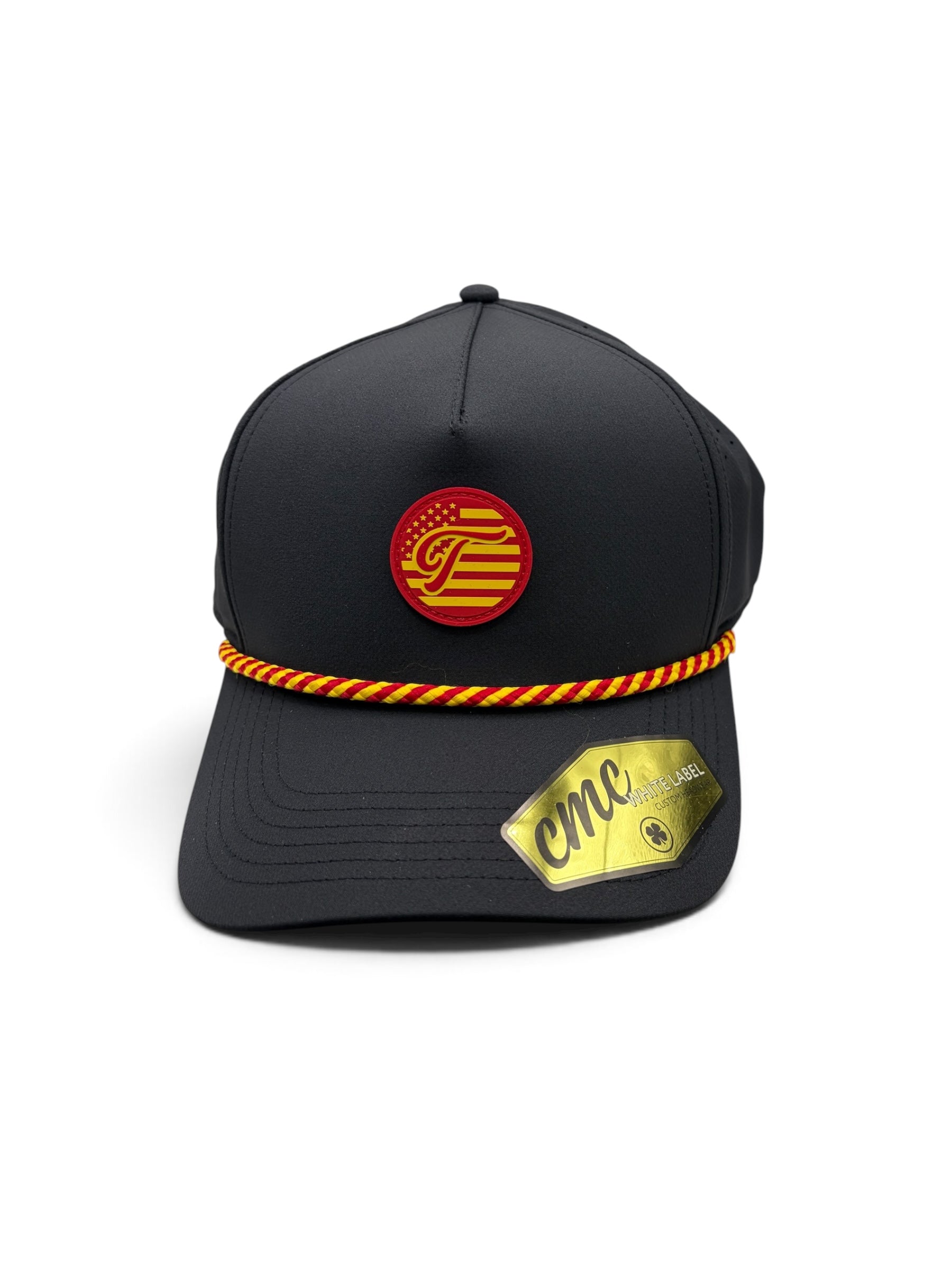 Military Salute US Marines Edition Black Red and Yellow Rubber Patch Hat