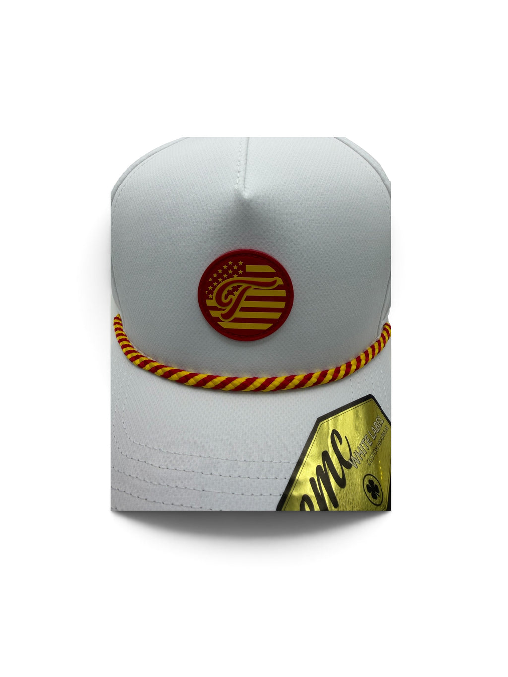 Military Salute US Marines Edition White Red and Yellow Rubber Patch Hat