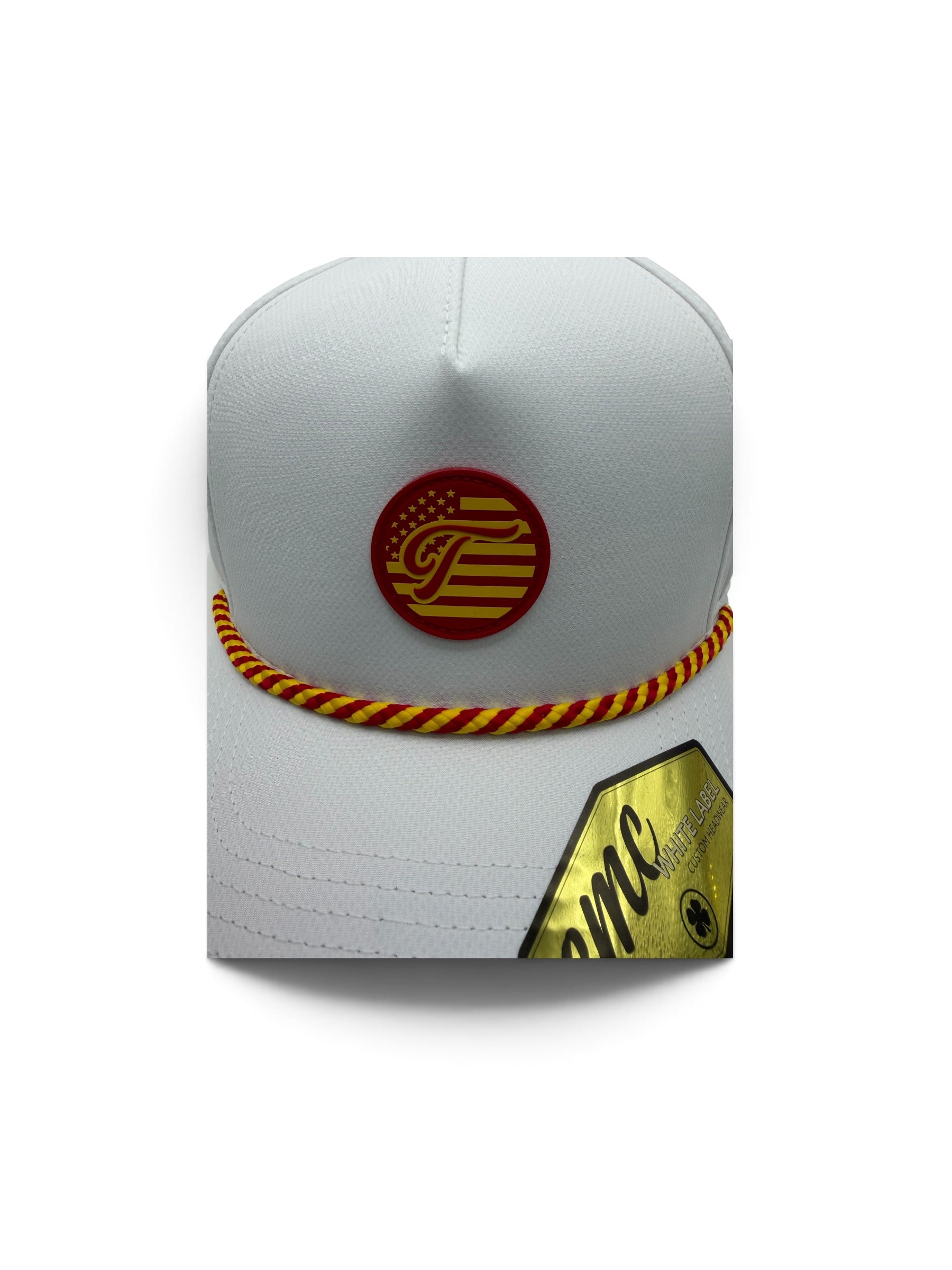 Military Salute US Marines Edition White Red and Yellow Rubber Patch Hat
