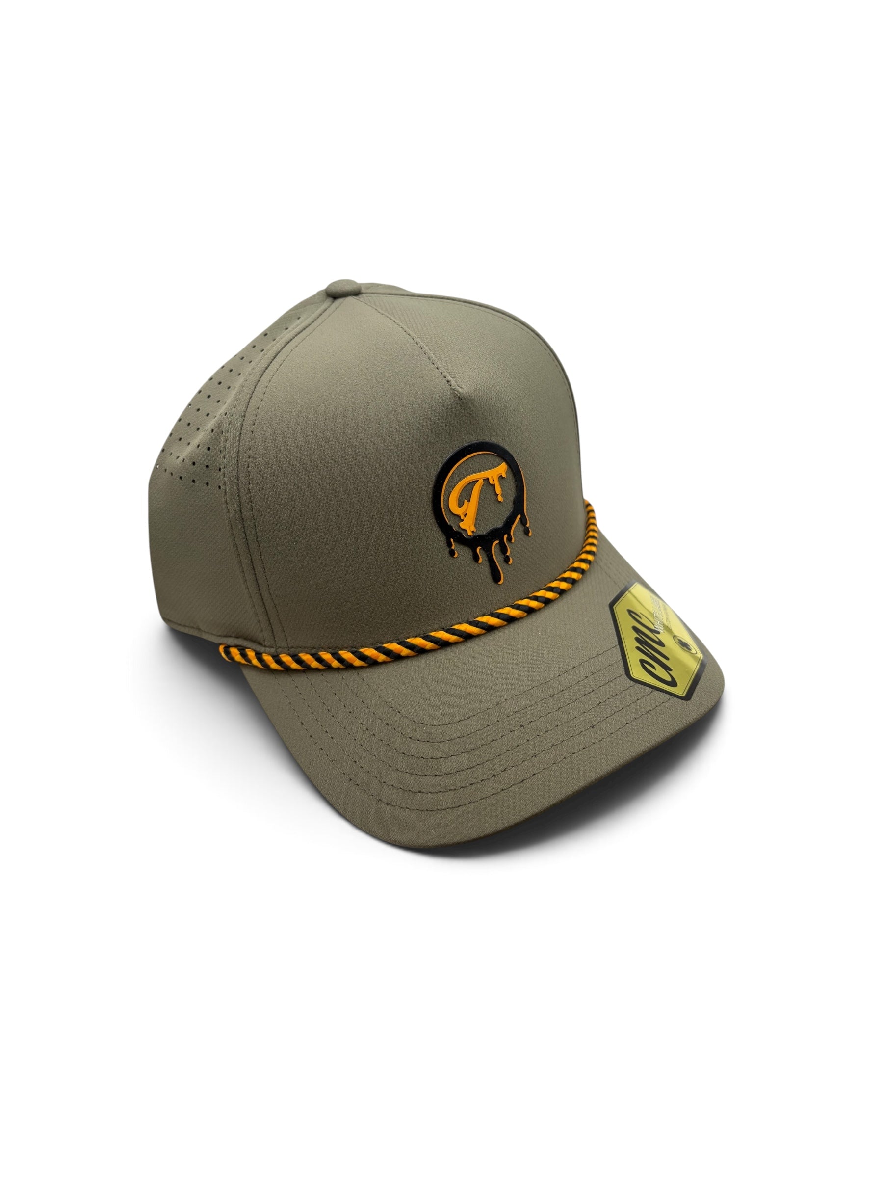 Tradition Paint Drip Olive Green Gold and Black Hat