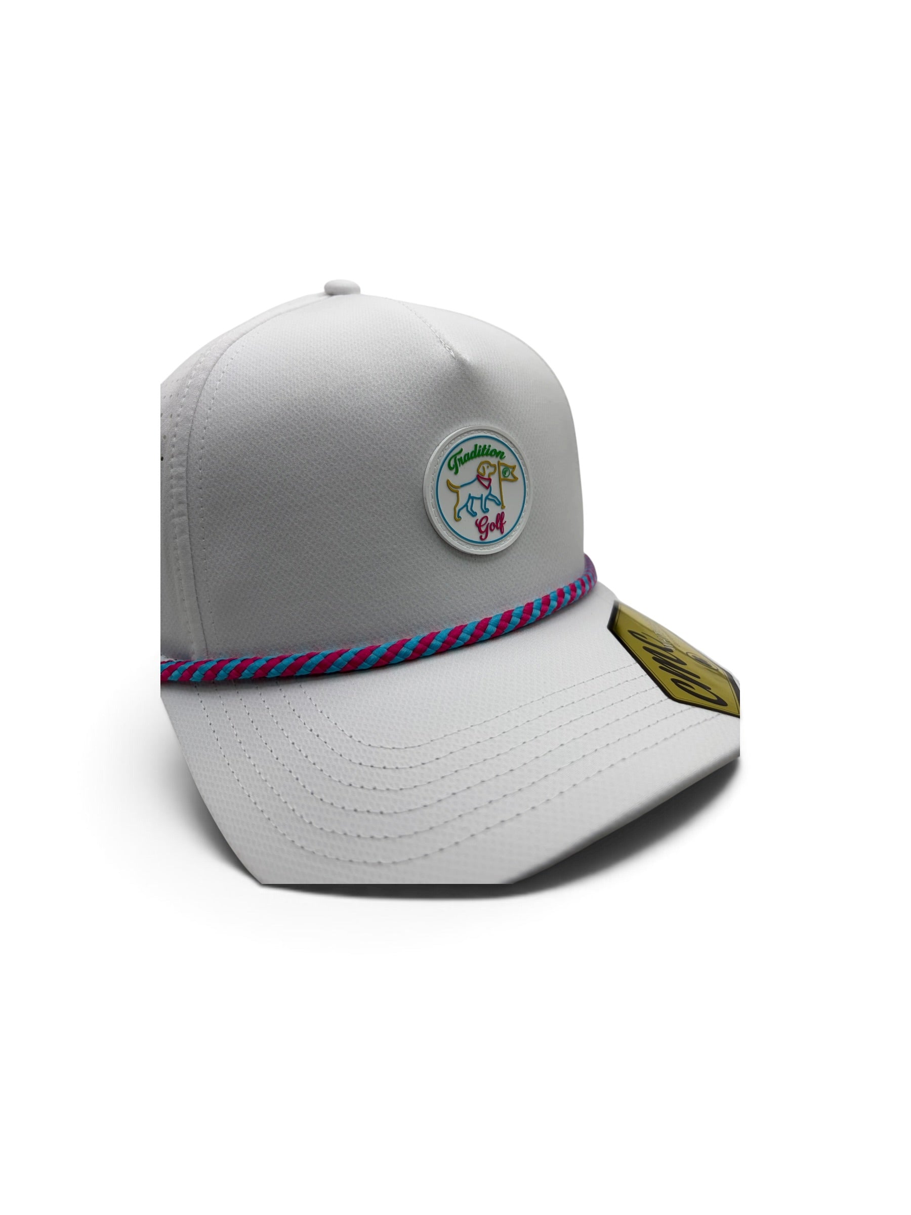 White Neon Dog Rubber Patch Hat