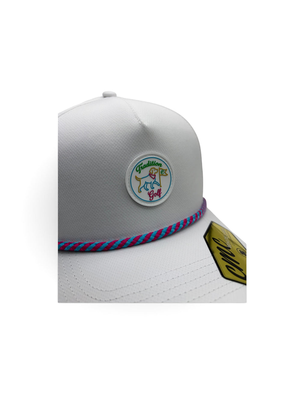 White Neon Dog Rubber Patch Hat