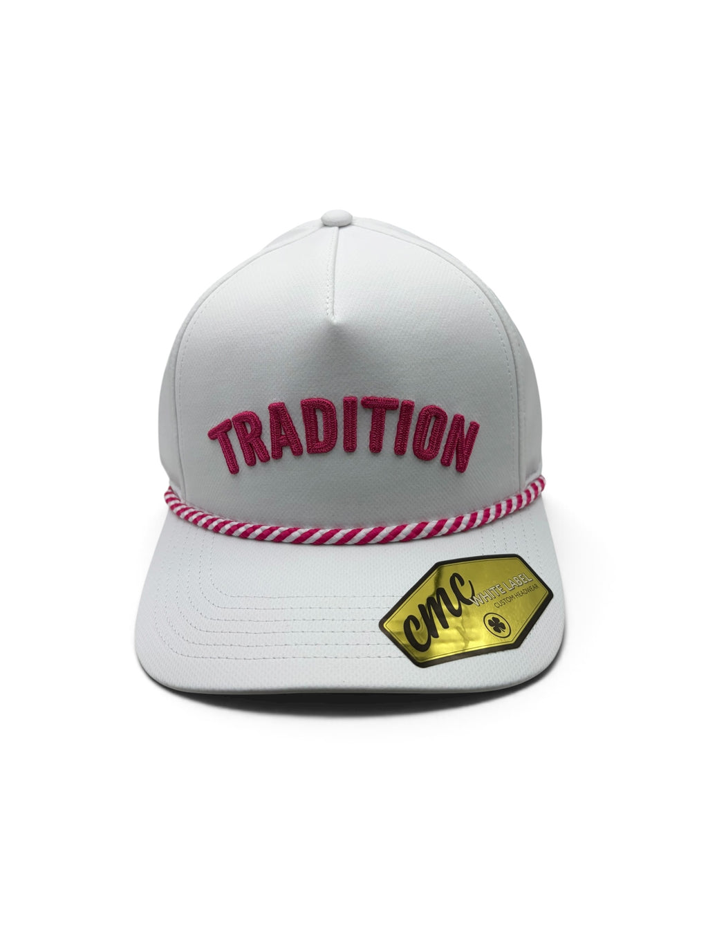 Tradition White and Dark Pink Rope Hat