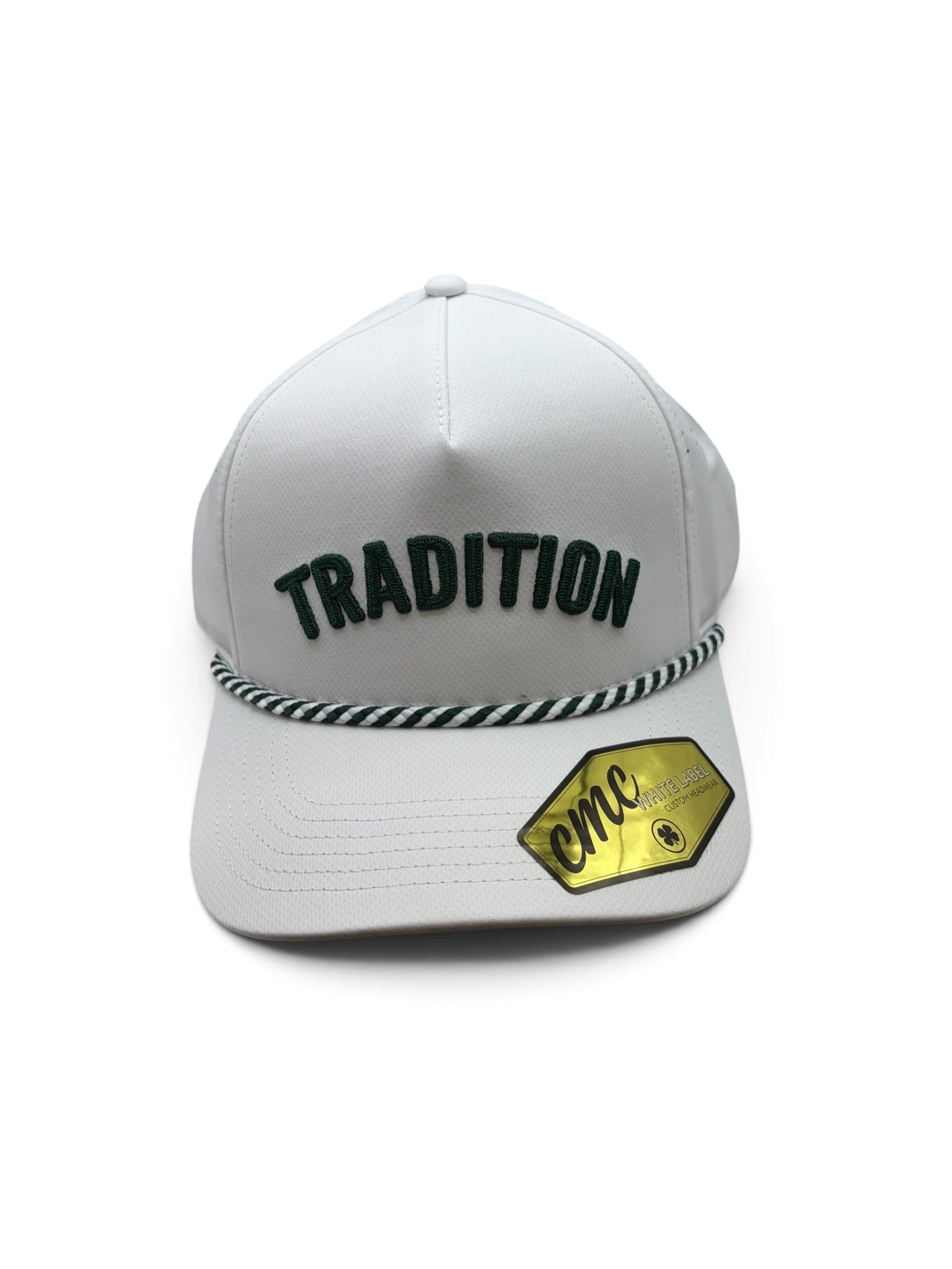 Tradition White and Dark Green Rope Hat