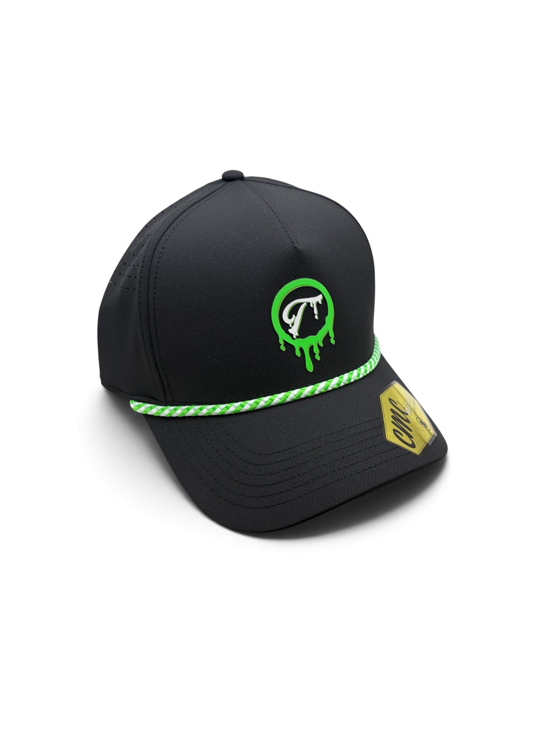 Tradition Black and Bright Green Paint Drip Hat