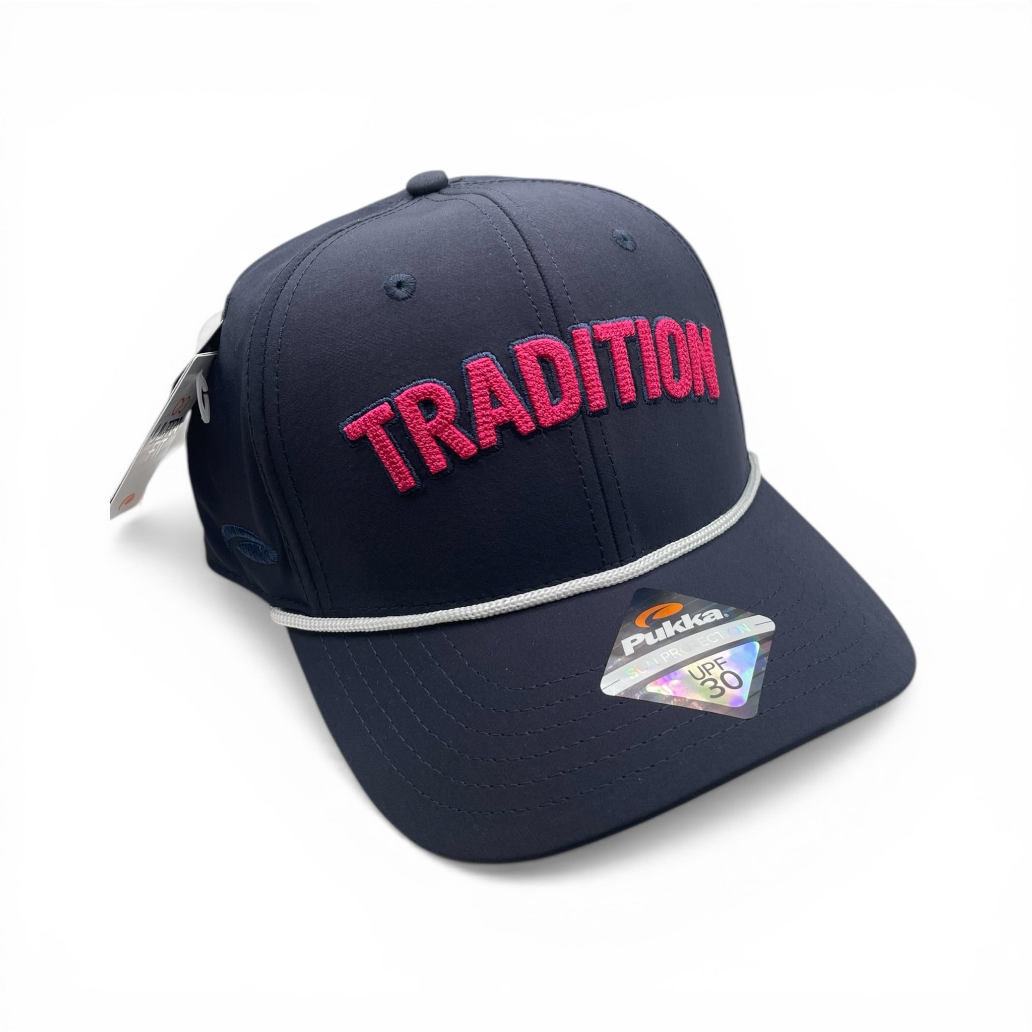 Fuchsia TRADITION on Navy Hat