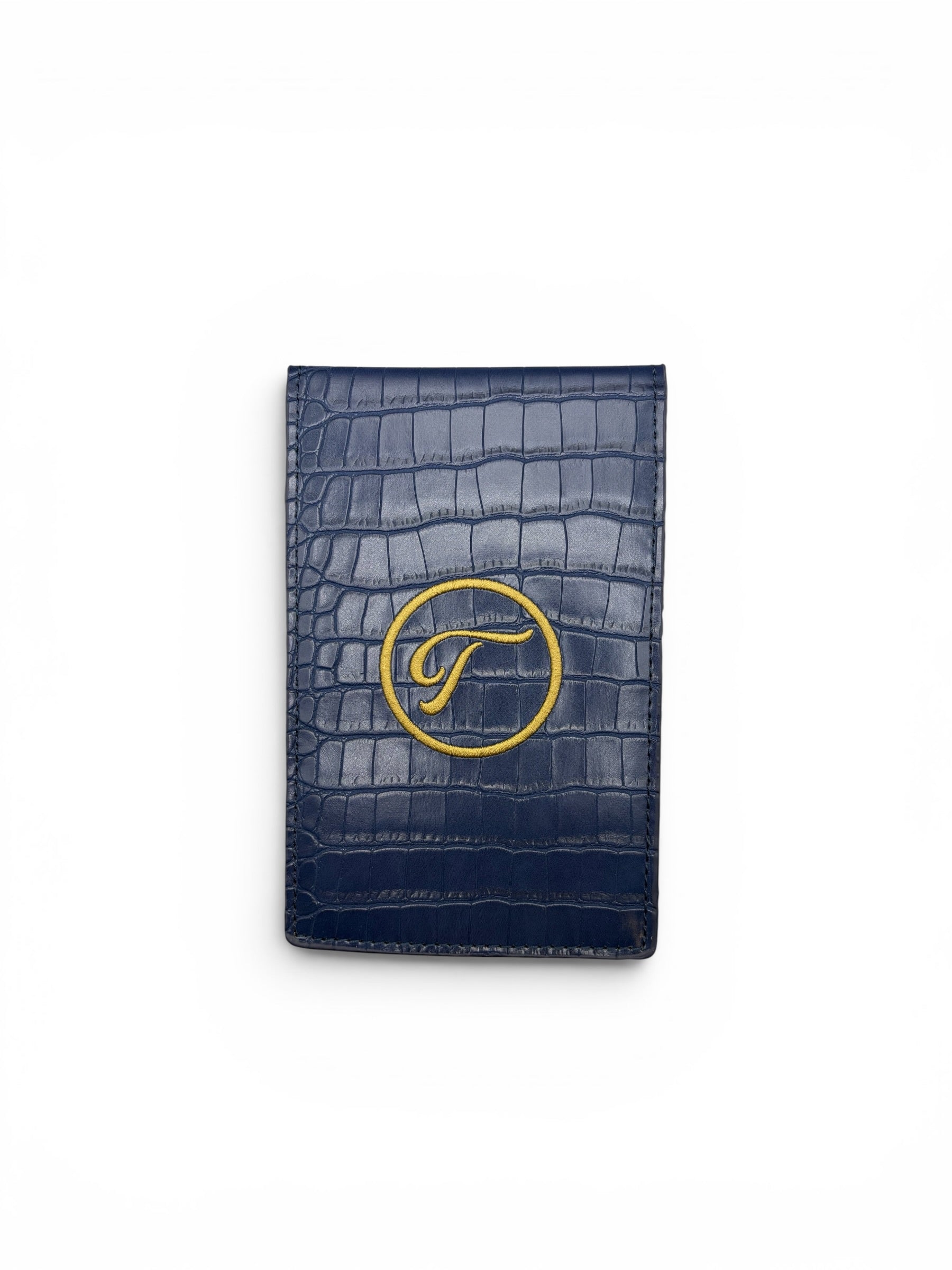 PRG Leather Yardage Book Cover Navy Blue Gator