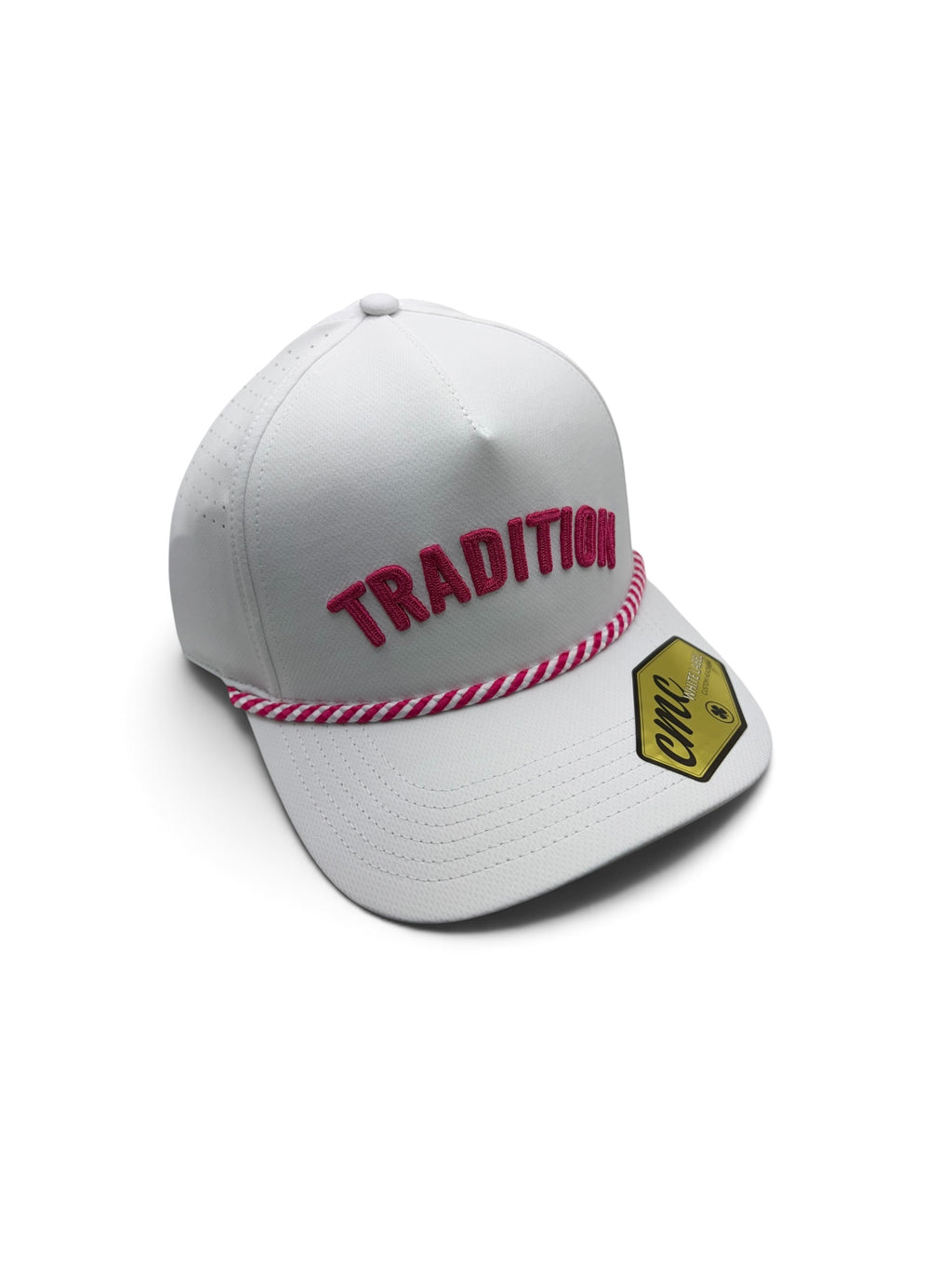 Tradition White and Dark Pink Rope Hat
