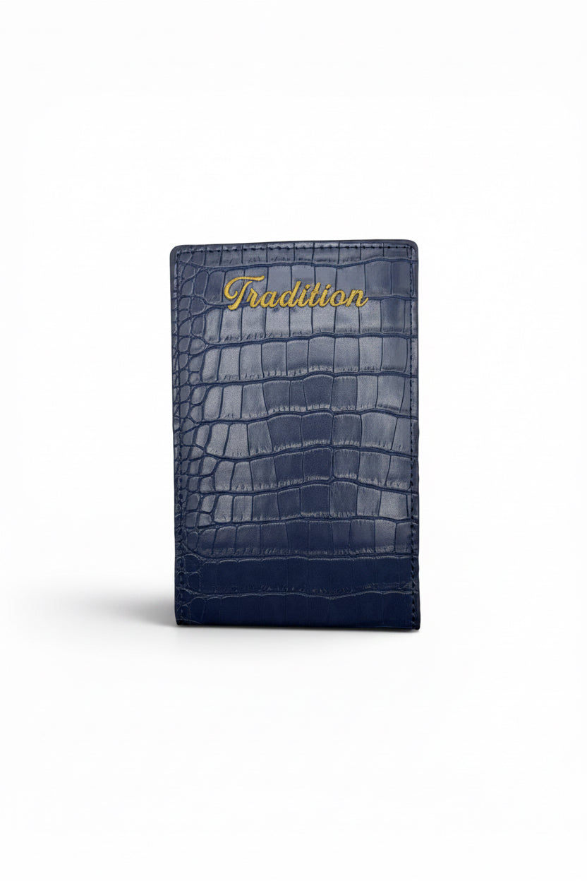 PRG Leather Yardage Book Cover Navy Blue Gator