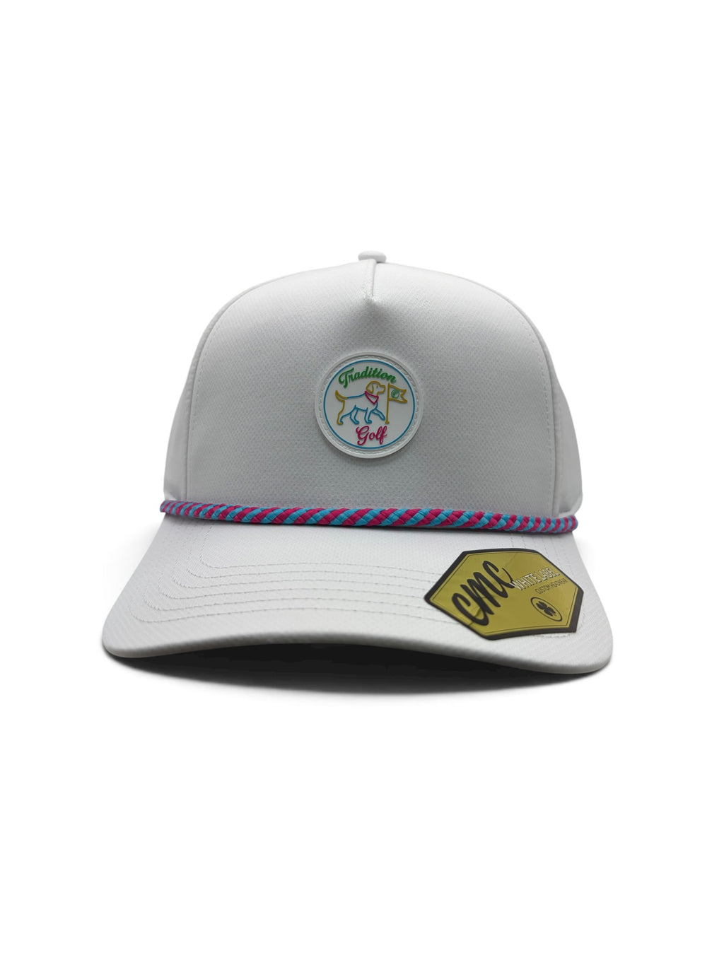 White Neon Dog Rubber Patch Hat