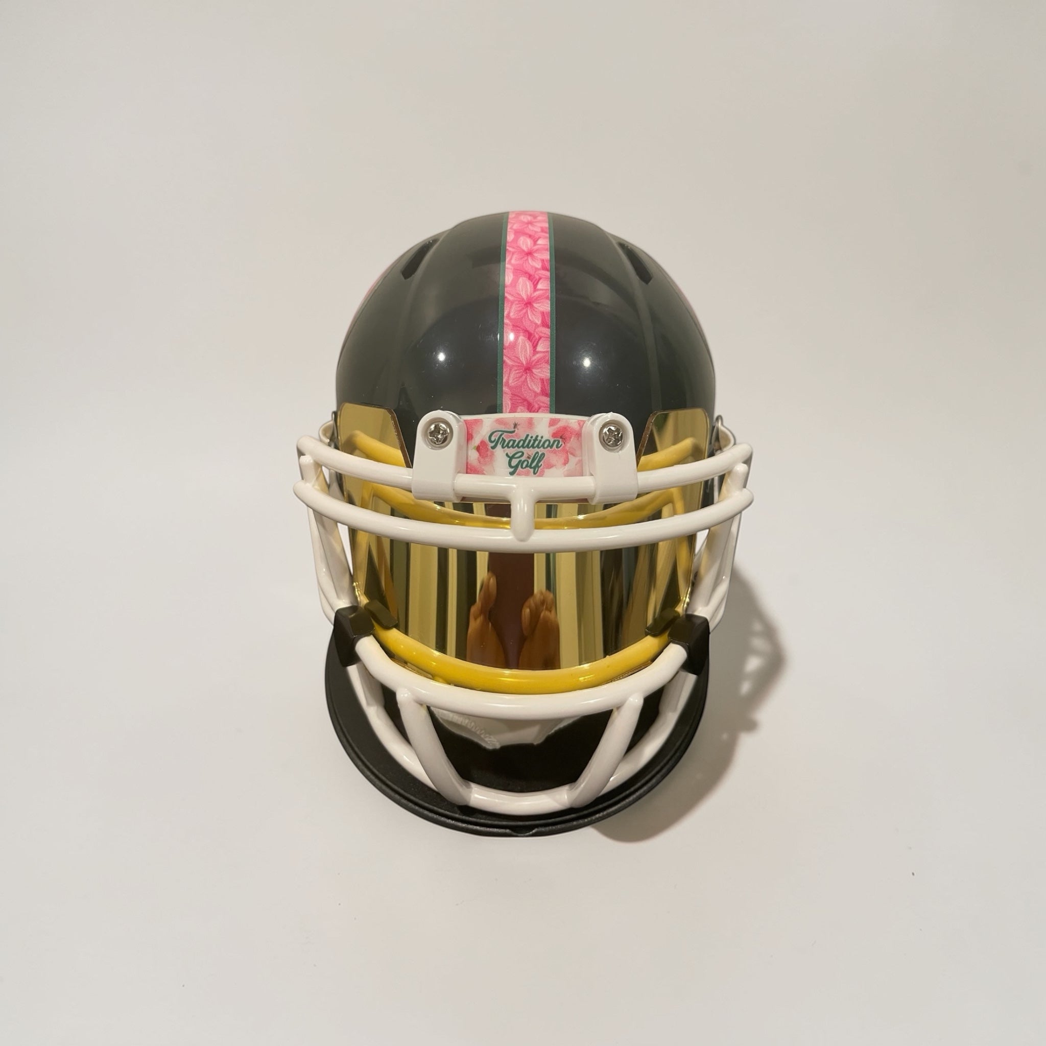 Azalea dark green and pink Green Gridiron mini helmet