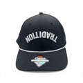 Upside Down White TRADITION on Black Hat