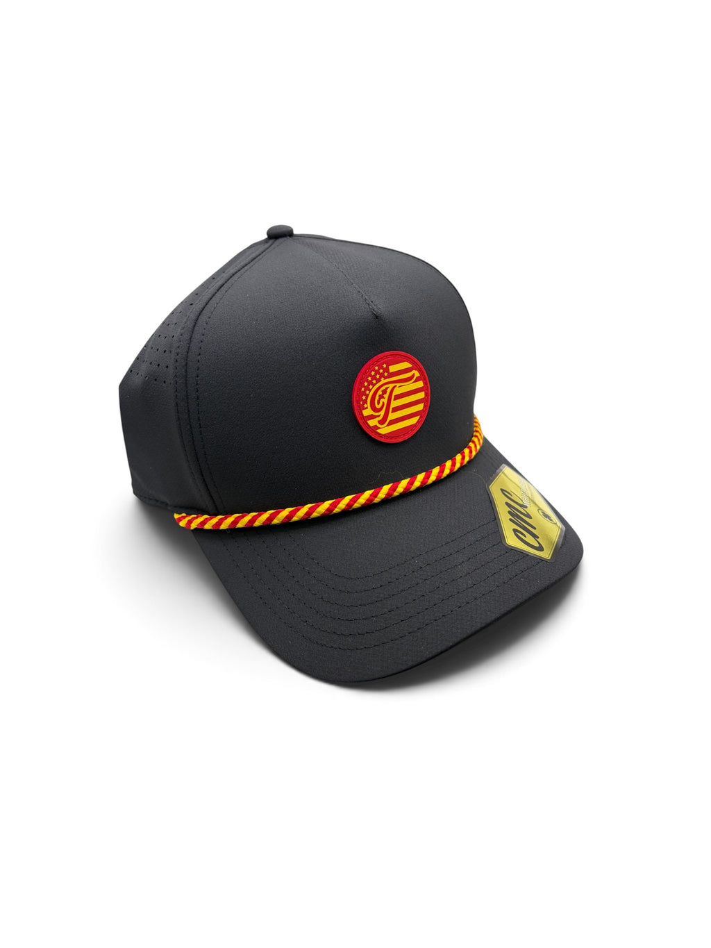 Military Salute US Marines Edition Black Red and Yellow Rubber Patch Hat